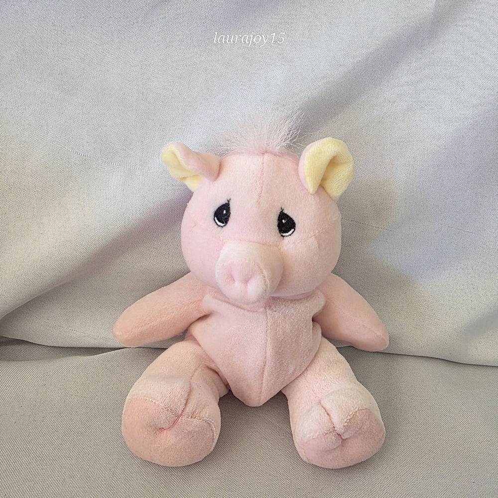 Precious Moments Tender Tails Pink Pig Beanbag Plush Toy Enesco 8 Inch 1997
